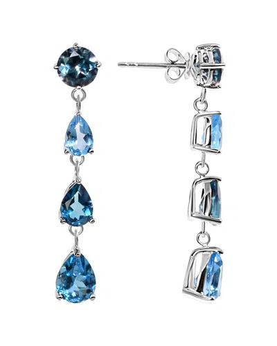 Jewelmak 14k 8.00 Ct. Tw. Blue Topaz Dangle Earrings