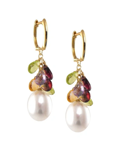 Jewelmak 14k 8.00 Ct. Tw. Gemstone & Pearl Earrings In Gold