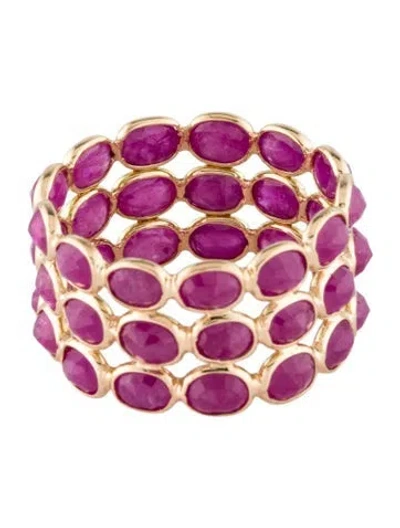 Pre-owned Jewelmak 14k 8.01ctw Ruby 3-row Band W/ Tags In Multi