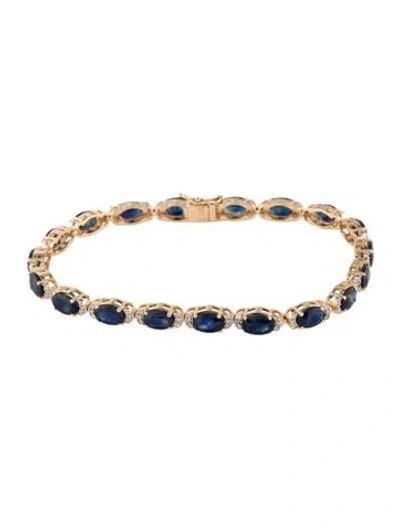 Pre-owned Jewelmak 14k 8.20ctw Sapphire & Diamond Link Bracelet, 7" In Multi