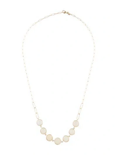 Pre-owned Jewelmak 14k 8.40ctw Opal Station Link Necklace, 17.25" In Multi