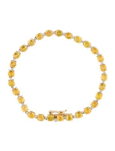 Pre-owned Jewelmak 14k 8.99ctw Sapphire & Diamond Link Bracelet, 6.75" In Multi