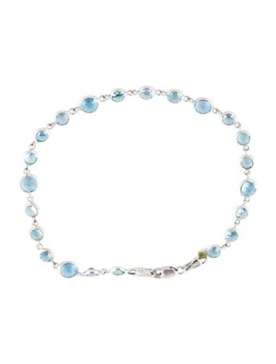 Pre-owned Jewelmak 14k 9.76ctw Topaz Link Bracelet, 7.5" In Multi