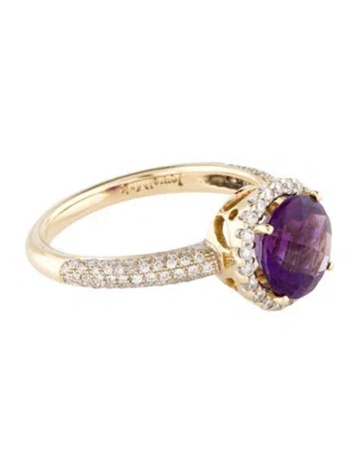 Pre-owned Jewelmak 14k Amethyst & Diamond Cocktail Ring In Multi