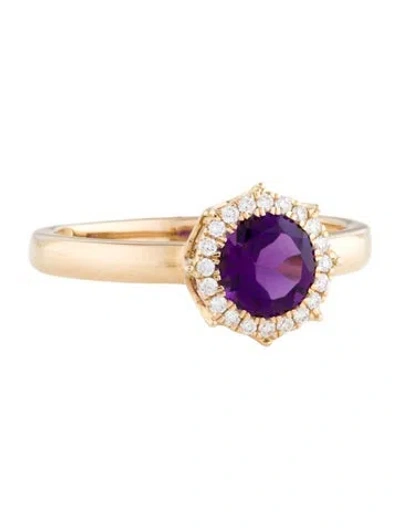 Pre-owned Jewelmak 14k Amethyst & Diamond Cocktail Ring In Multi