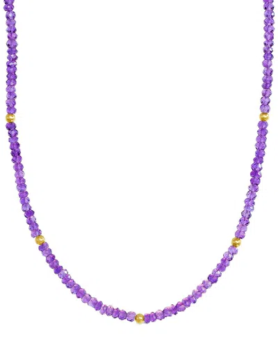 Jewelmak 14k Amethyst Necklace In Purple