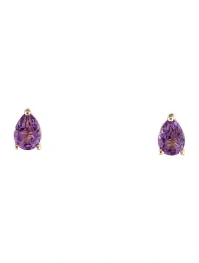 Pre-owned Jewelmak 14k Amethyst Pear Shape Stud Earring In Multi
