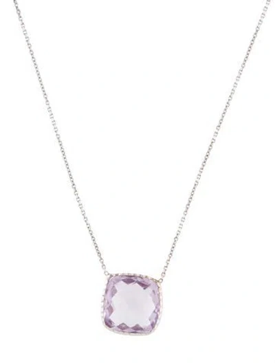 Pre-owned Jewelmak 14k Amethyst Pendant Necklace, 17.75" In Multi
