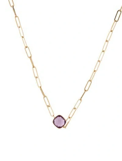 Pre-owned Jewelmak 14k Amethyst Pendant Necklace, 18" In Multi