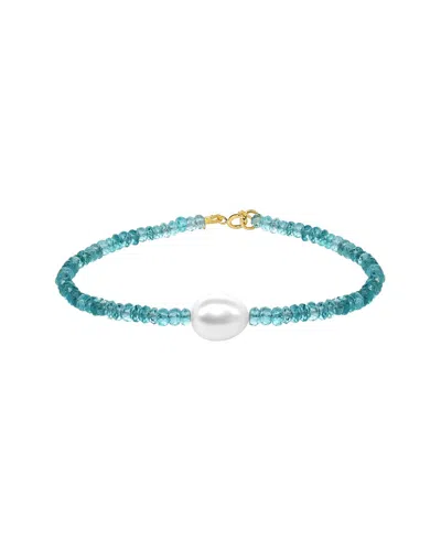 Jewelmak 14k Apatite & Pearl Bracelet In Blue