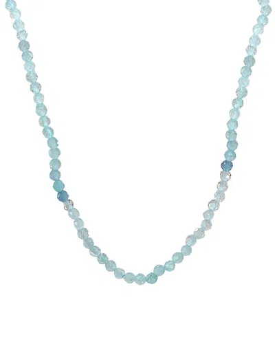 Jewelmak 14k Aquamarine Necklace In Blue
