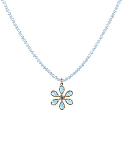 Jewelmak 14k Blue Topaz Necklace In Gray