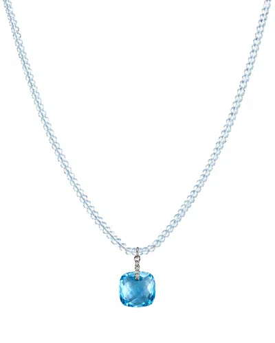 Jewelmak 14k Blue Topaz Necklace In Gray