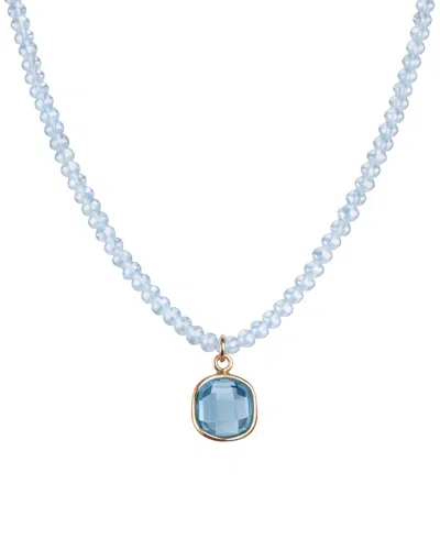 Jewelmak 14k Blue Topaz Necklace
