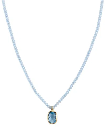 Jewelmak 14k Blue Topaz Necklace