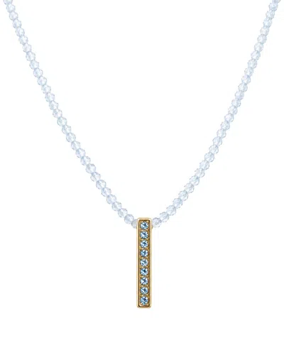 Jewelmak 14k Blue Topaz, Swiss Blue Topaz Necklace In Gold