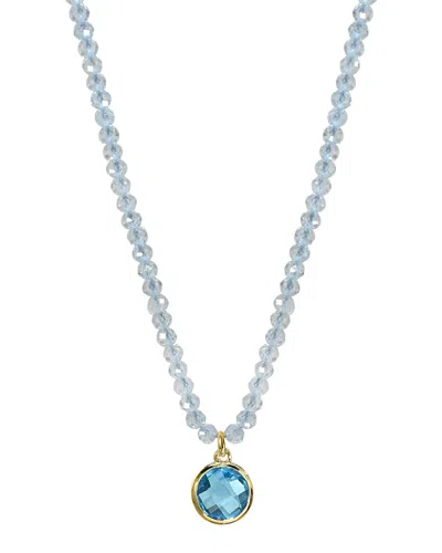 Jewelmak 14k Blue Topaz, Swiss Blue Topaz Necklace