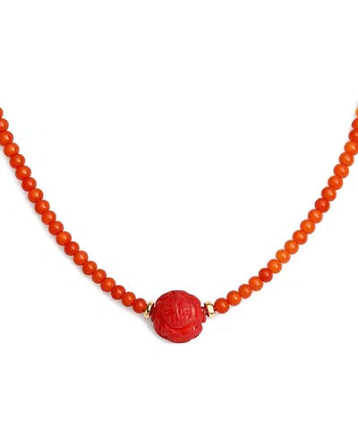 Jewelmak 14k Carnelian Necklace In Red