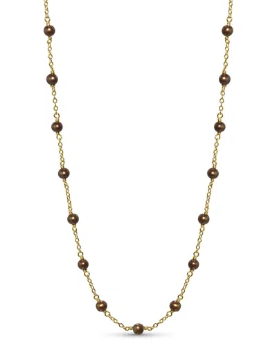 Jewelmak 14k Chocolate Brown & Pearl Necklace In Gold