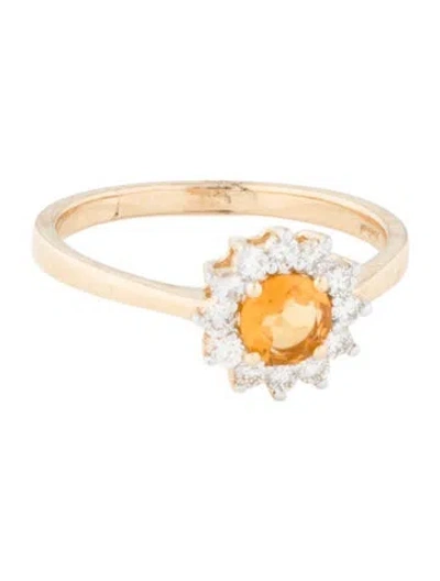 Pre-owned Jewelmak 14k Citrine & Diamond Cocktail Ring In Multi