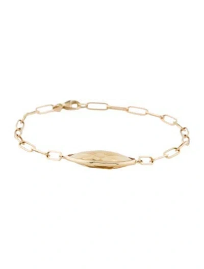 Pre-owned Jewelmak 14k Citrine Marquise Paperclip Bracelet, 7.25" In Multi