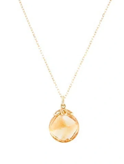 Pre-owned Jewelmak 14k Citrine Pendant Necklace, 16.5" In Multi
