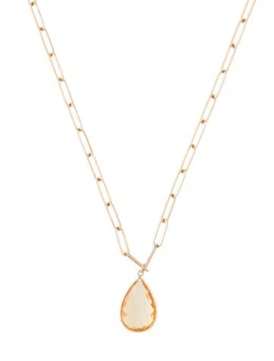 Pre-owned Jewelmak 14k Citrine Pendant Necklace, 18.25" In Multi