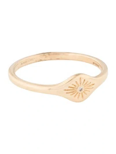 Pre-owned Jewelmak 14k Diamond Evil Eye Signet Ring In Multi