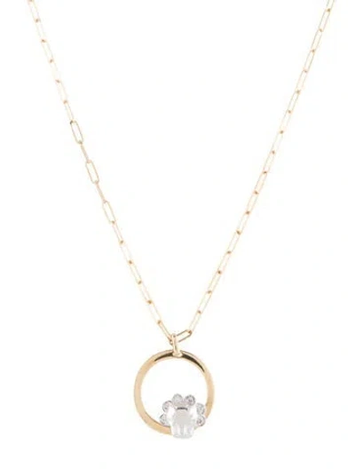 Pre-owned Jewelmak 14k Diamond Leo Zodiac Paperclip Pendant Necklace, 18" In Multi