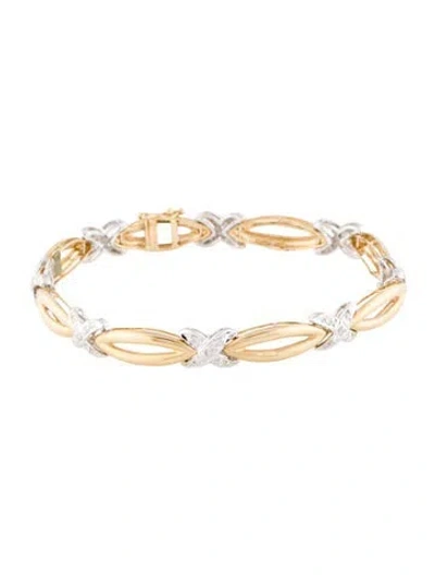 Pre-owned Jewelmak 14k Diamond Link Bracelet, 7" In Multi