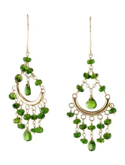 Pre-owned Jewelmak 14k Diopside Chandelier Earrings In Multi
