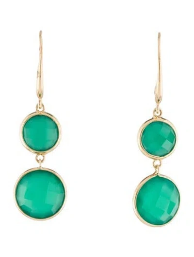 Pre-owned Jewelmak 14k Dyed Chalcedony Drop Earrings In Multi