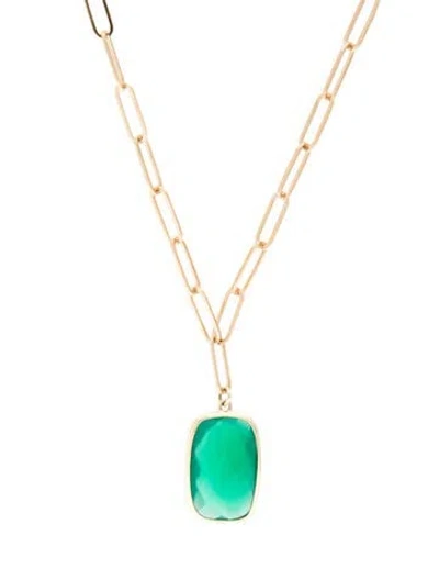 Pre-owned Jewelmak 14k Dyed Chalcedony Pendant Necklace, 18.25" In Multi