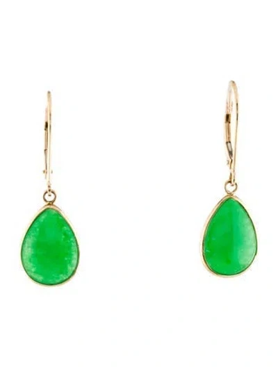 Pre-owned Jewelmak 14k Dyed Jadeite Drop Earrings In Multi