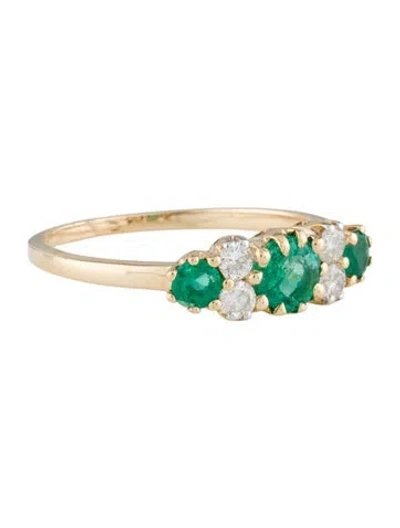 Pre-owned Jewelmak 14k Emerald & Diamond Cocktail Ring In Multi