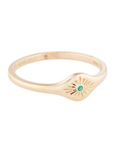 Pre-owned Jewelmak 14k Emerald Evil Eye Band In Multi
