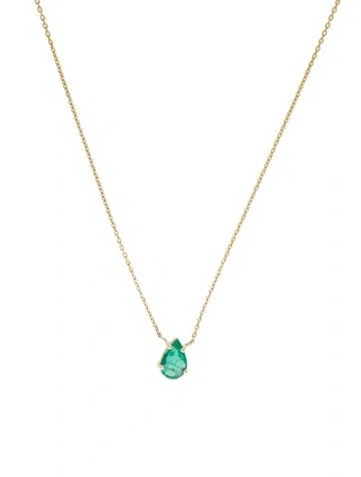 Pre-owned Jewelmak 14k Emerald Pendant Necklace, 18" In Multi