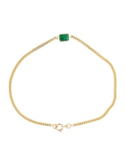 Pre-owned Jewelmak 14k Emerald Station Bracelet, 7" In Multi