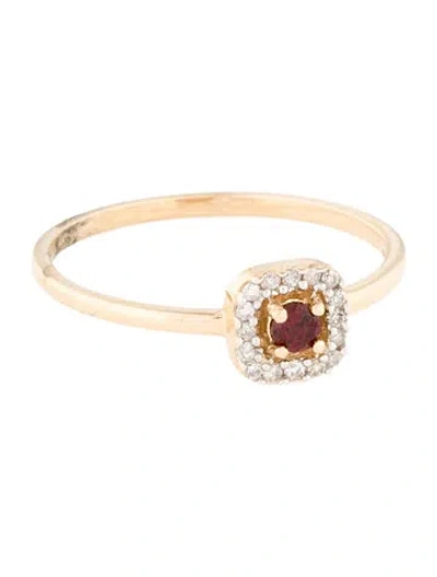 Pre-owned Jewelmak 14k Garnet & Diamond Princess Cut Ring In Multi