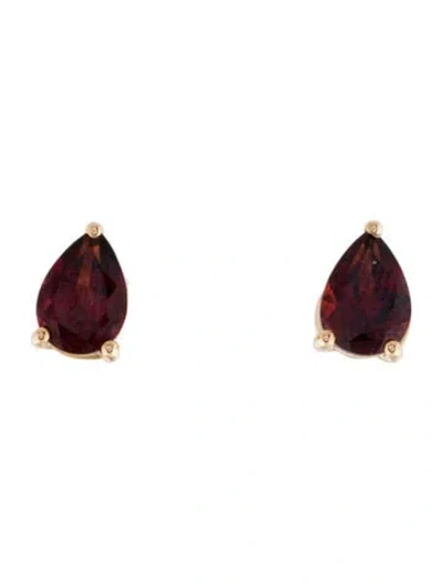 Pre-owned Jewelmak 14k Garnet Pear Shape Stud Earrings In Multi
