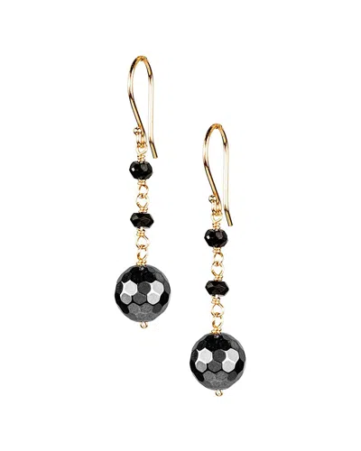 Jewelmak 14k Gemstone Dangle Earrings In Black