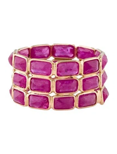 Pre-owned Jewelmak 14k Glass Filled Ruby Eternity Band Ring In Multi