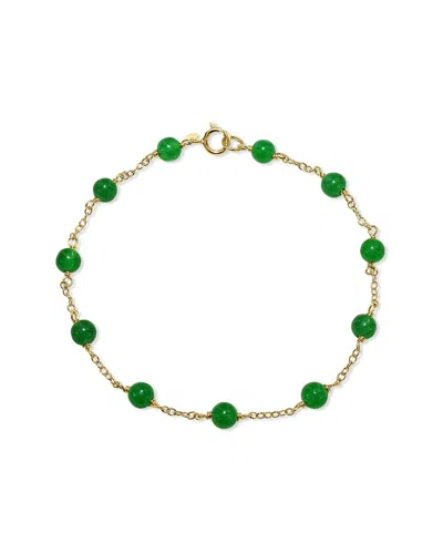 Jewelmak 14k Green Jade Bracelet In Gold
