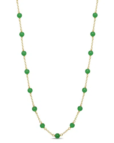 Jewelmak 14k Green Jade Necklace In Gold