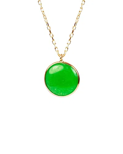 Jewelmak 14k Green Jade Pendant Necklace