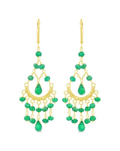 Jewelmak 14k Green Onyx Chandelier Earrings In Gray