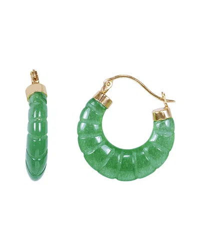 Jewelmak 14k Jade Hoops In Green