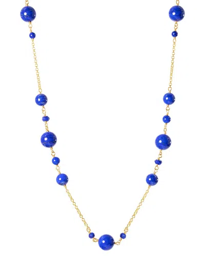 Jewelmak 14k Lapis Station Necklace In Blue