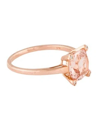 Pre-owned Jewelmak 14k Morganite & Diamond Cocktail Ring In Multi