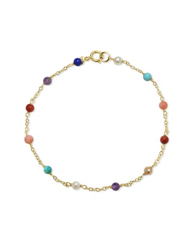 Jewelmak 14k Multi Gemstone & Pearl Bracelet